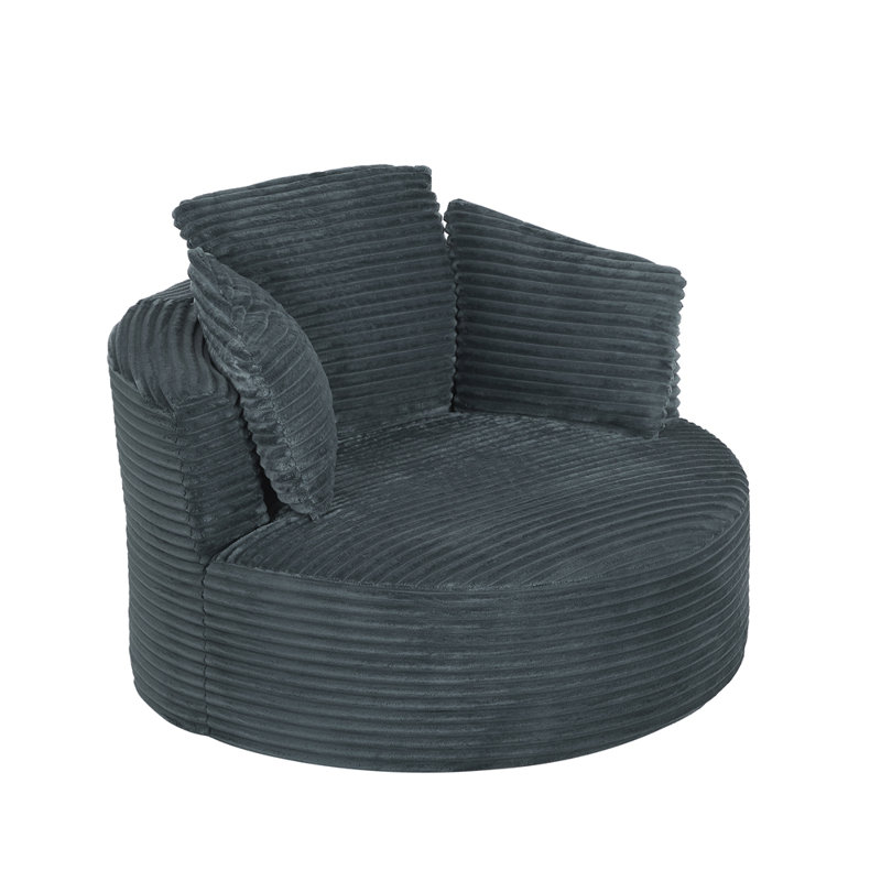 Brayden Studio Compressible Corduroy Round Chair with Cushioned ...