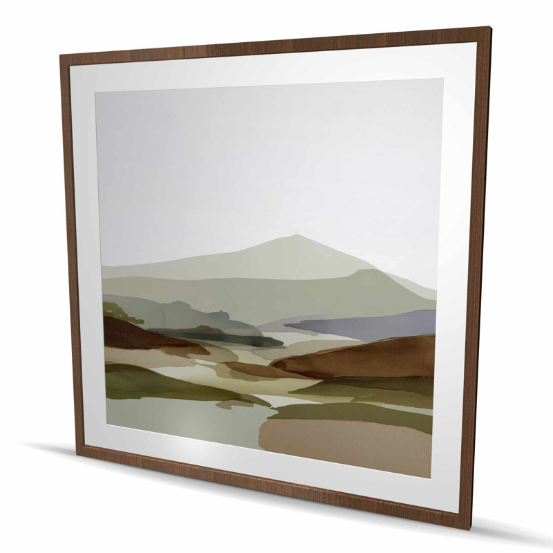 Peaks - Green Landscape, reproduction encadrée pour la décoration intérieure, H 48 po x l 48 po, Brun