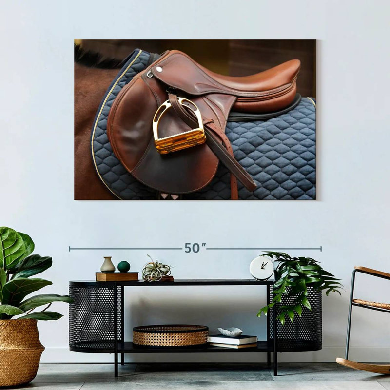 Mehar Brown Leather Saddle, 32" H x 48" W
