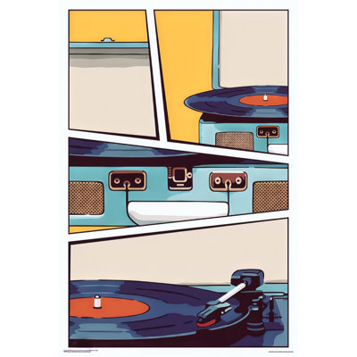  Officially Licensed Blue Vinyl Record Player Art Poster - 24 x 36 Inch - Decorative Print - Poster Paper - Ready to Frame