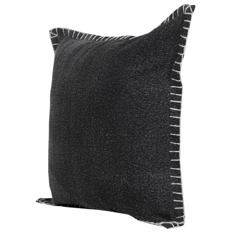 Housse de coussin Madison, Noir de jais, Pillow Insert, 20 po x 20 po