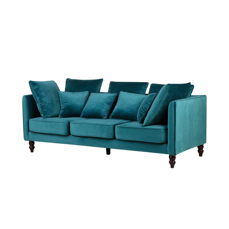 Pittsfield Velvet Sofa, Teal Blue