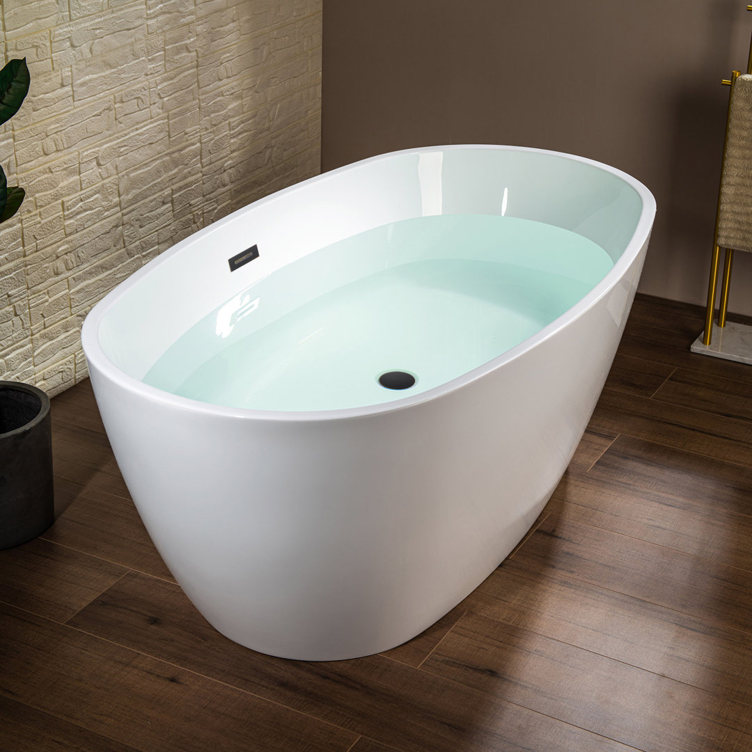 55'' x 31.75'' Freestanding Double Ended Soaking Acrylic Bathtub WoodBridge 