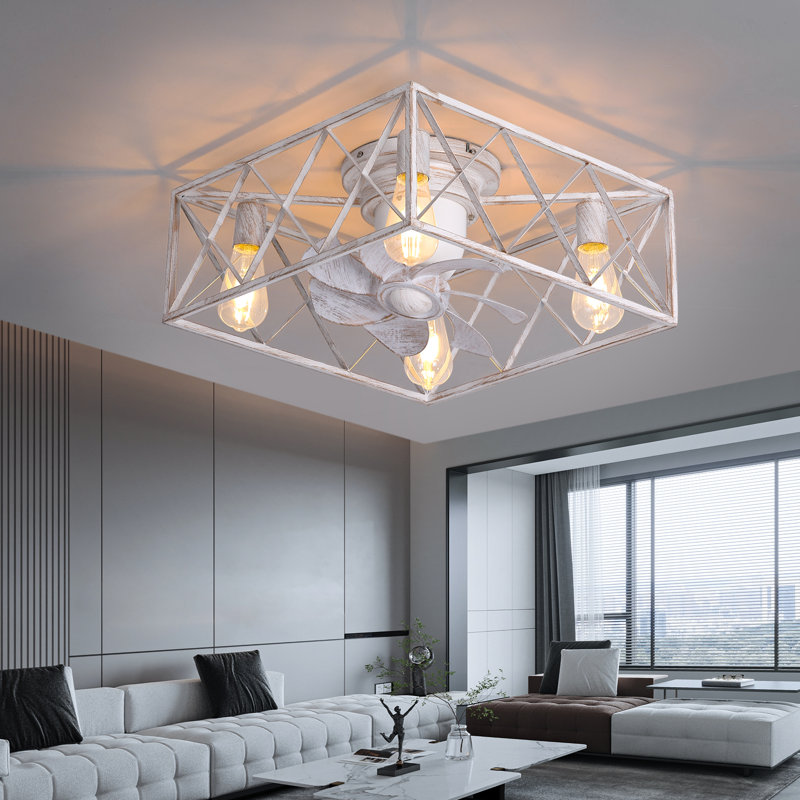 18" Ceiling Fan With Lights And Remote-Square
