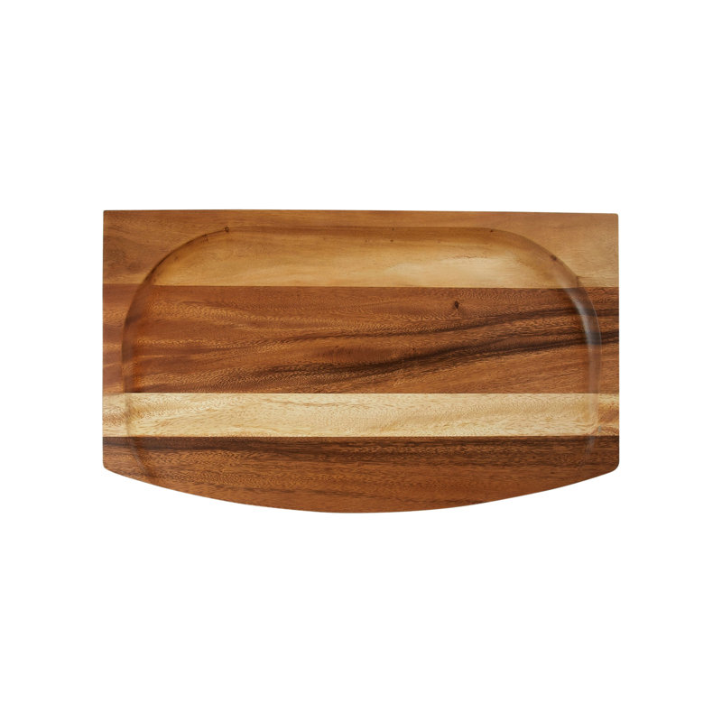 Plateau de service en bois sur pied avec rebord surélevé