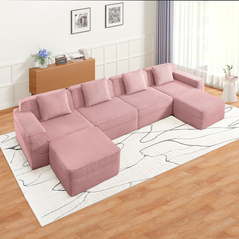 Canapé modulaire en forme de U sans siège à 4 places, canapé modulaire Cloud avec assise profonde et coussins décoratifs