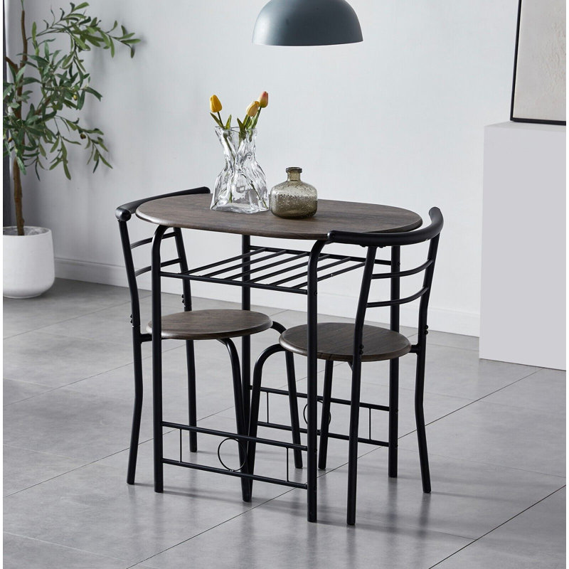 Leund 2 - Person Dining Set, Black, Distressed Gray, Distressed Grey