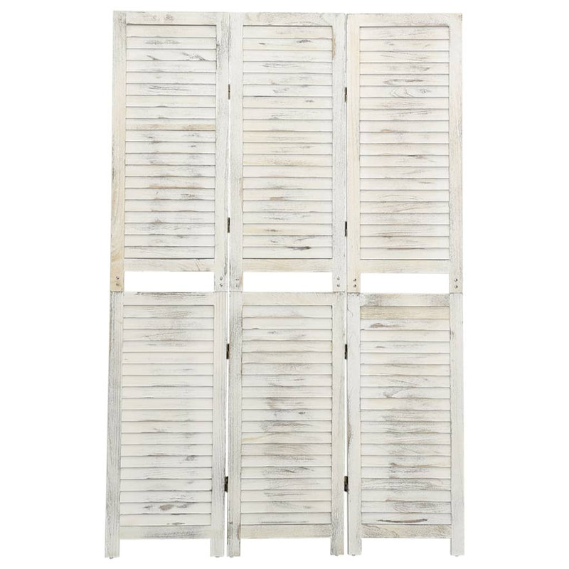 Gracie Oaks Room Divider Solid Wood, 4, Cream