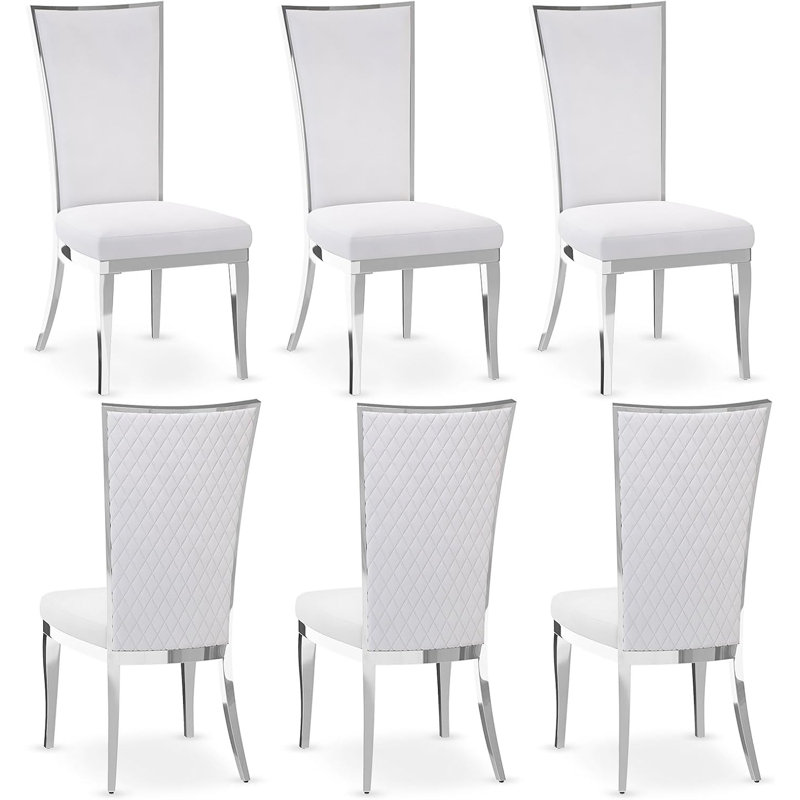 Ensemble de 6 chaises de salle à manger Glam White