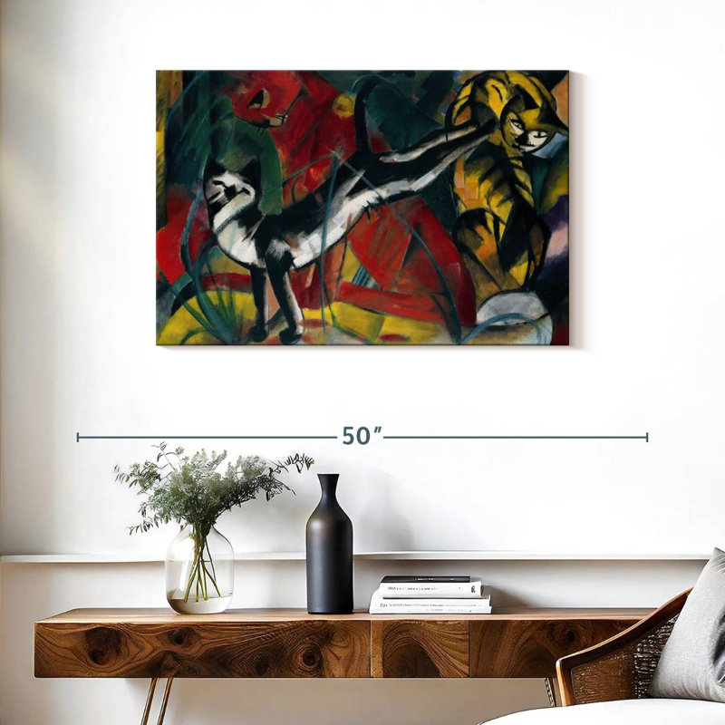 Brampt Three Cats 1913, 24" H x 36" W