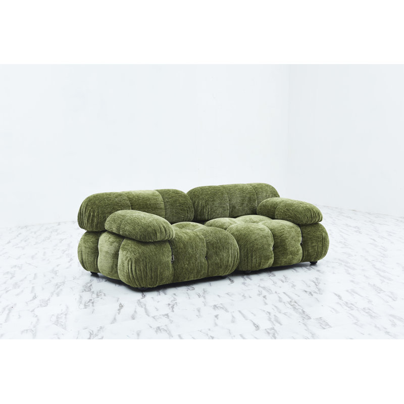 Leeven Upholstered 76'' Loveseat, Olive 100% Polyester, 26.7" H x 76" W x 38" D