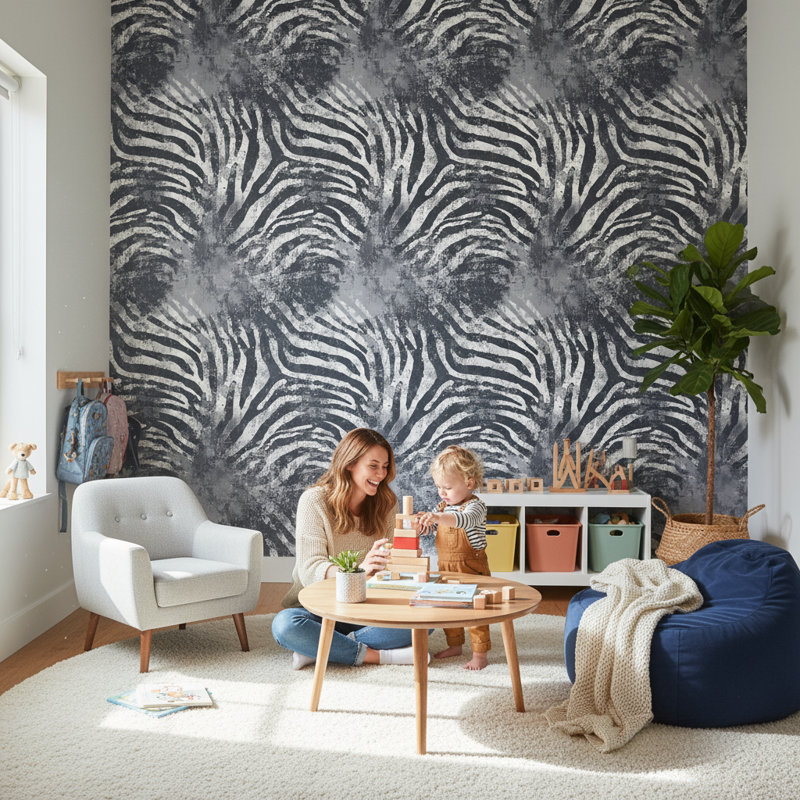 Papier peint moderne zébré gris