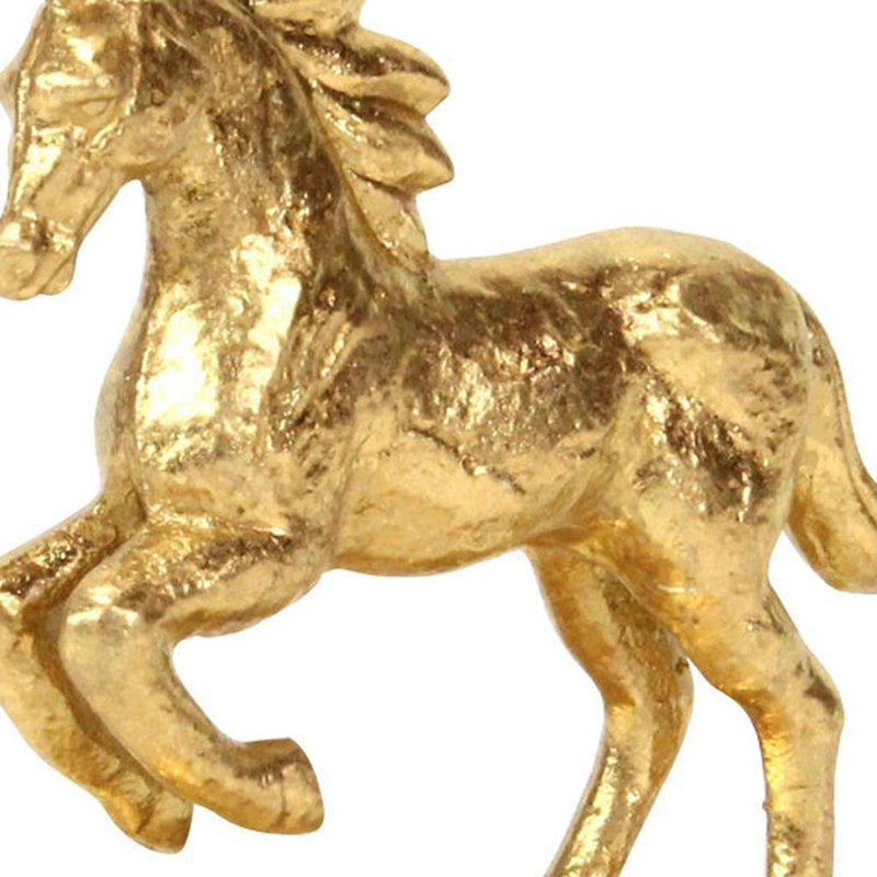 Sculpture cheval de table en fonte dorée 7 po