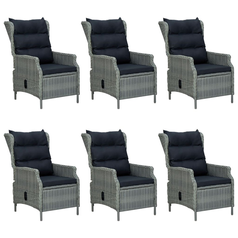 Ensemble de table et chaises de patio, Gris clair / noir, 6