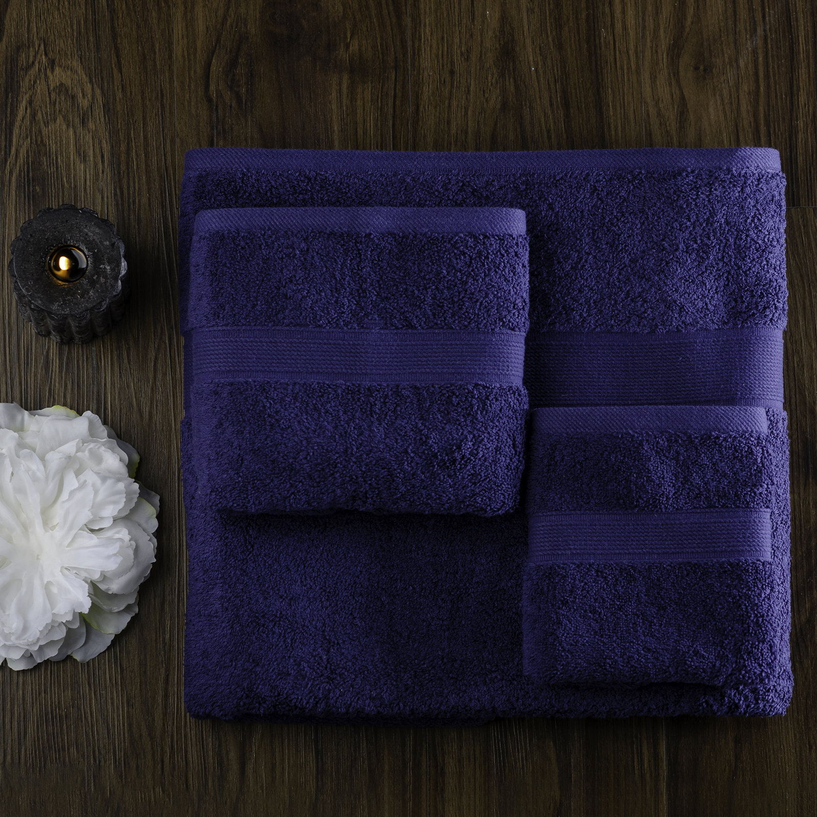 6-Piece Cotton Towel Set, Navy Blue