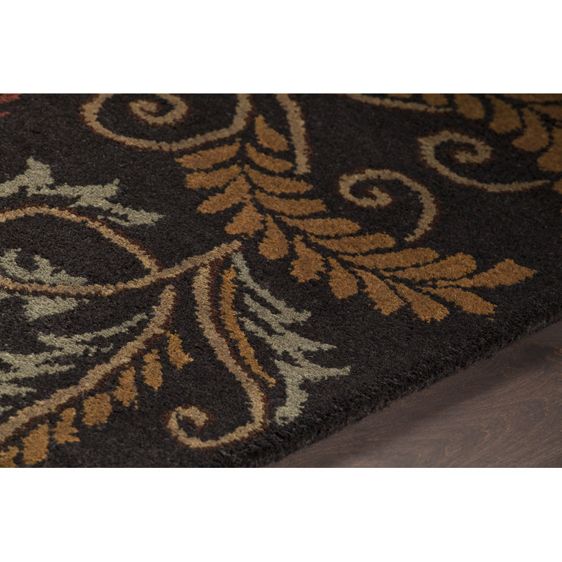 Tapis touffeté à la main à motif floral en laine Dunkery, Rectangle 7 pi 9 po x 10 pi 6 po