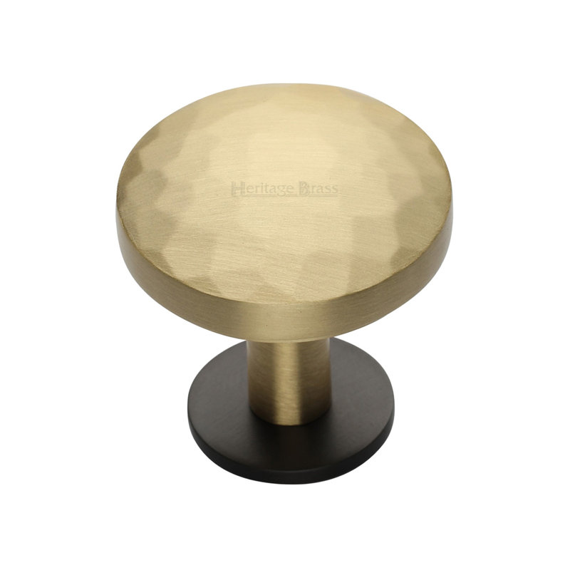 Heritage Brass Cabinet Knob Round Hammered Design with Rose, 3.2cm