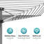 Corde à linge extérieure pour parasol rotatif avec espace de séchage de 131 pi, 12 lignes, 4 bras rotatifs à 360 °, capacité de 66 lb, conception pliable et housse de protection