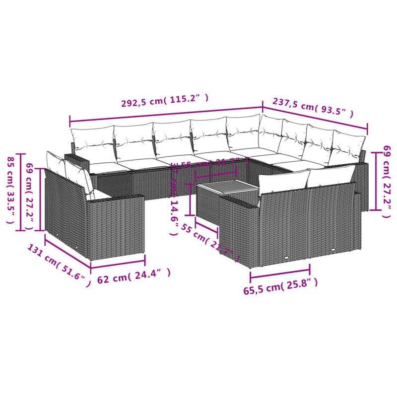 Ensemble de canapé de jardin Vidaxl