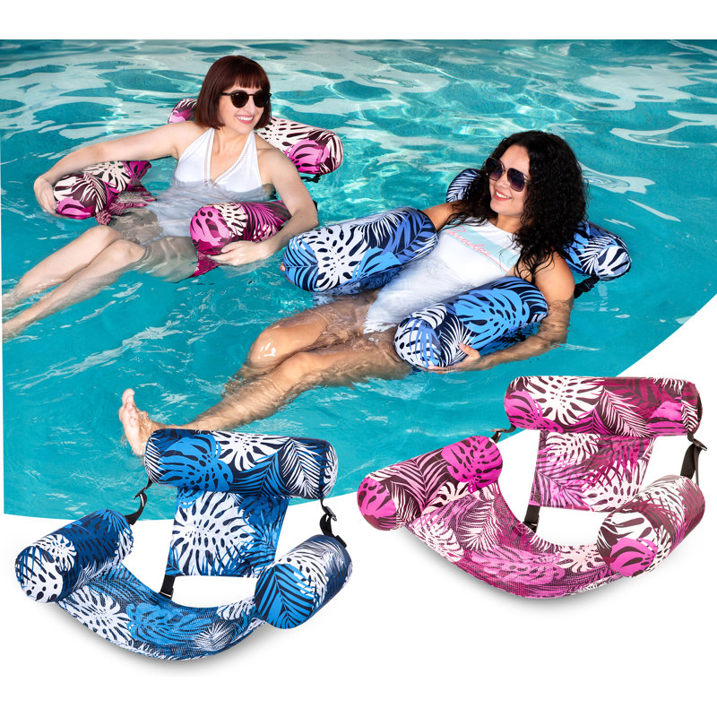 2 Packs Floating Lounge Chairs, 4.33" H x 10.24" W x 11.54" D, Pink/Blue