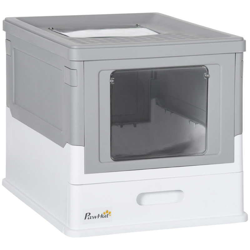Bac à litière entièrement fermé avec pelle, H 14,5 po x l 18,75 po x P 14 po, Gris