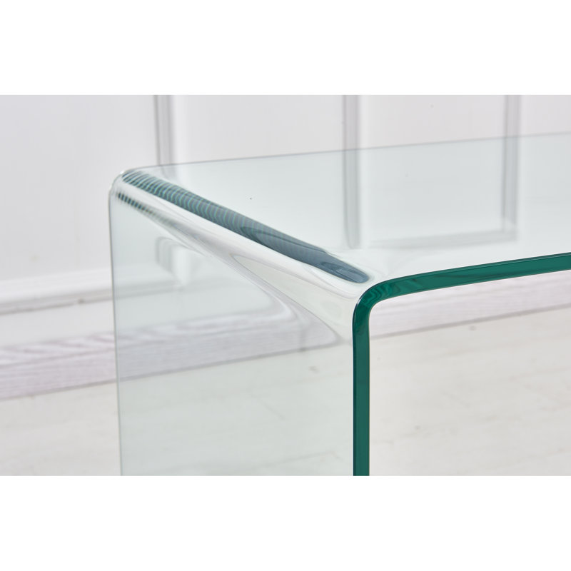  19.7-Inch Clear Bent-Glass Square End Table