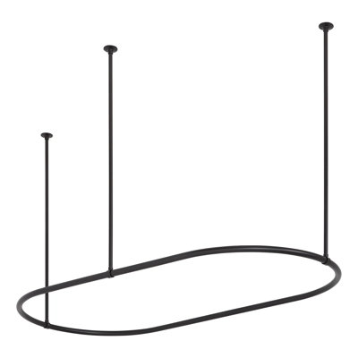 60" Brass Oval Shower Rod Enclosure with Ceiling Supports