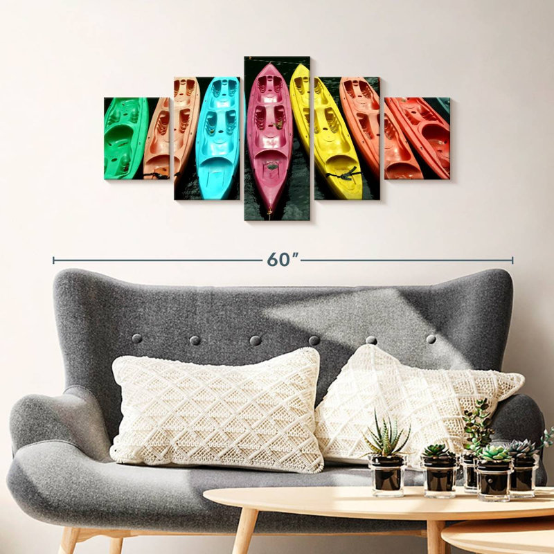 Kayaks en couleurs, H 19 po x l 42 po