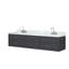 Meuble-lavabo double noir 80 po X P 22 po D, dessus en marbre de Carrare et ensemble de robinet-117825202