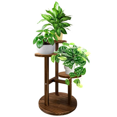 Étagère d'angle en bois à 3 niveaux pour plantes, présentoir à plantes à plusieurs niveaux pour l'intérieur et l'extérieur