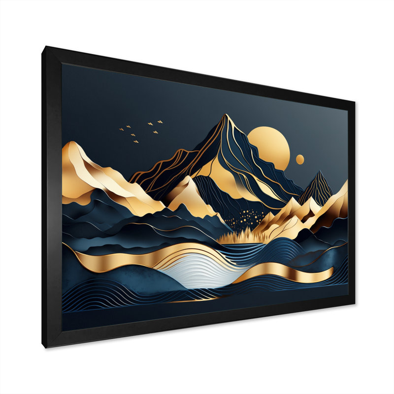 Narcyz Gold Minimalist Mountains III, Cadre photo noir, H 12 po x l 20 po x P 1 po