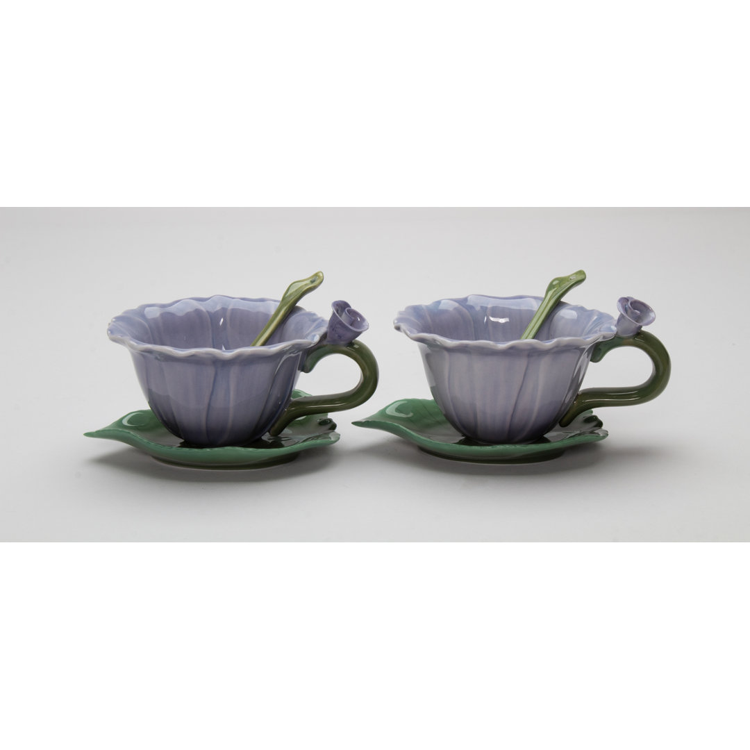 Queenstown Dahlia Cup and Saucer Set (Set of 2) August Grove®