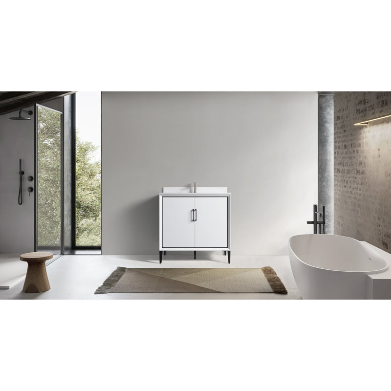 36'' White Freestanding Single Bathroom Vanity with Matte Finish