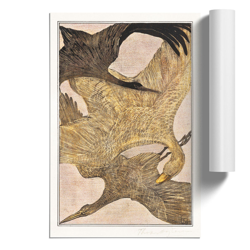 Three Flying Birds by Theo Van Hoytema - No Frame Painting, 59cm H x 42cm W x 0.1cm D