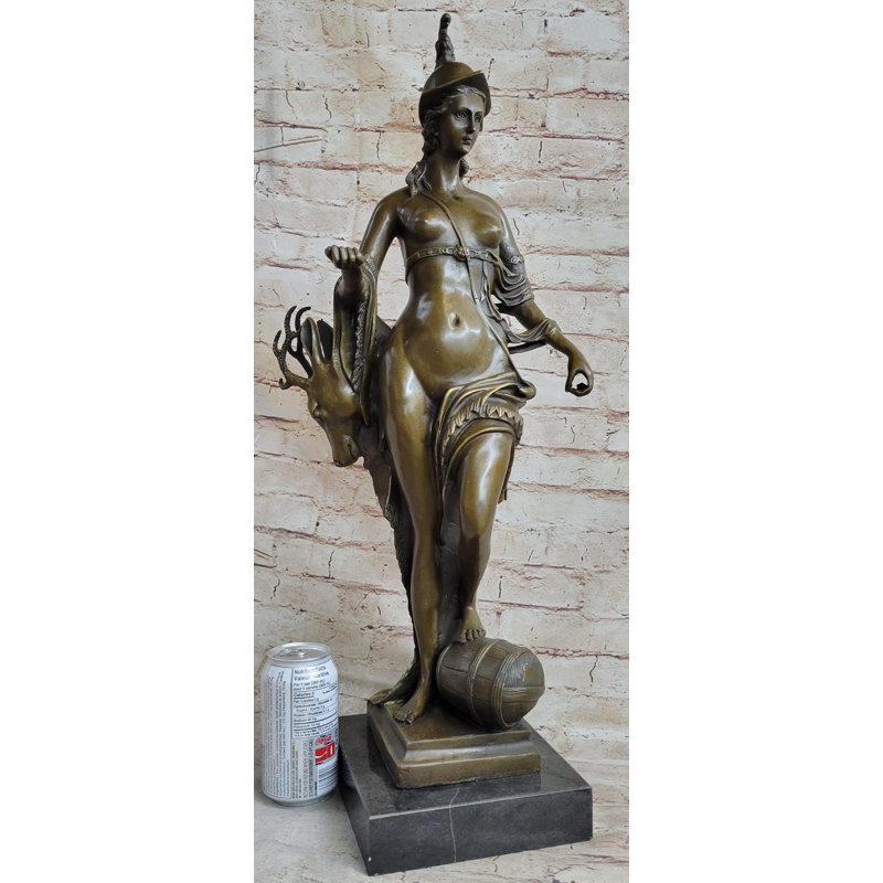 Statue de déesse grecque en bronze Minerva Athena, figurine nue 26 po x 21 po
