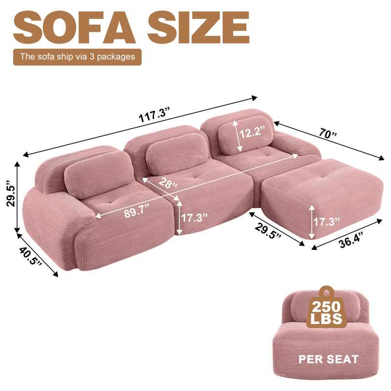 Canapé modulaire en forme de L de Boneless
