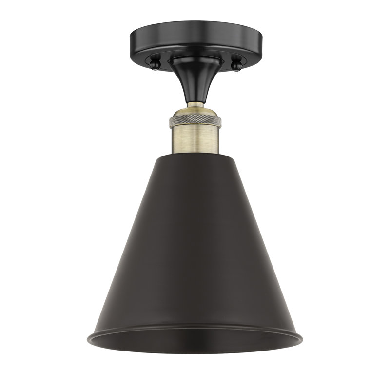Plafonnier semi-encastré 1 lumière 8 po, DEL, Laiton antique noir, H 10,75 po x l 8 po x P 8 po