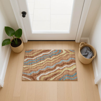 Machine Washable Indoor/Outdoor Chantille ACN2570 Abstract Rug