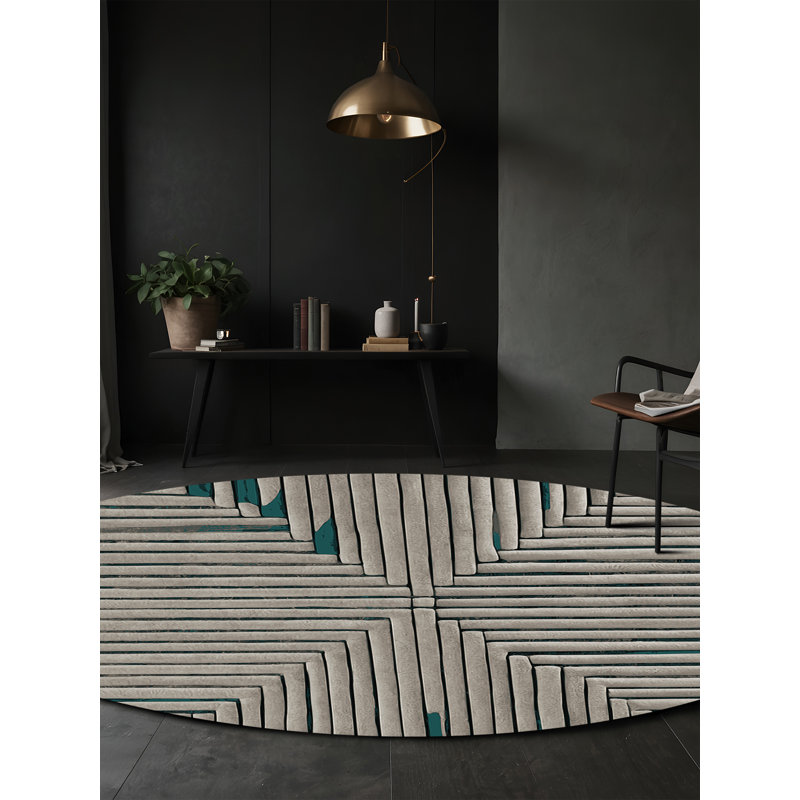 Machine Washable Gray Area Rug GSIX03629, Round 5'