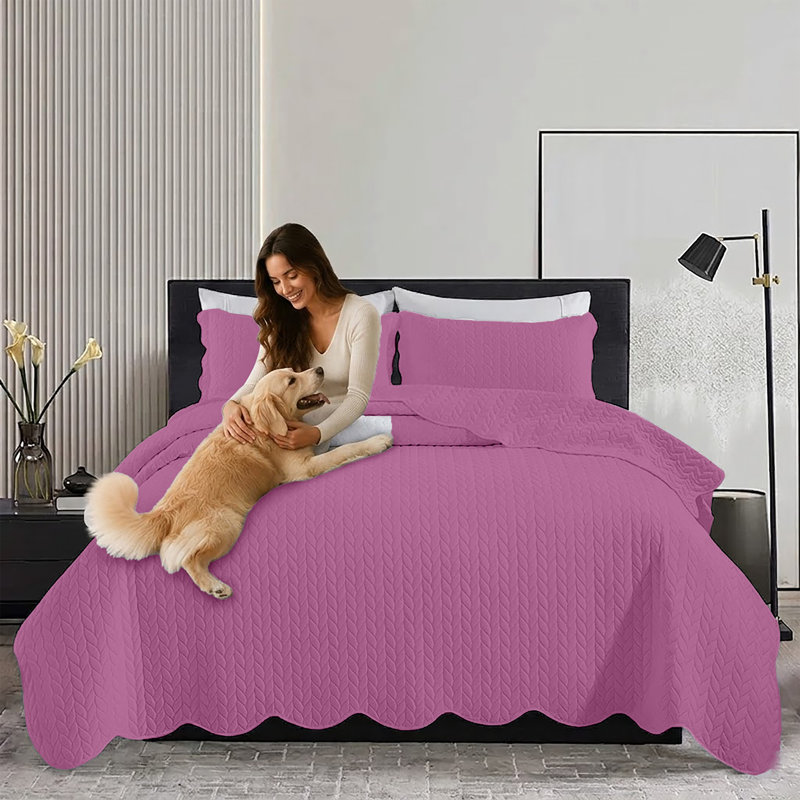 Ensemble de couvre-lit en microfibre , Couvre-lit simple et 1 taie décorative, Mauve