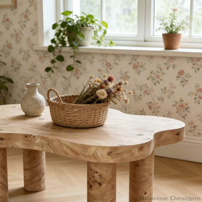 Table basse de 40 pouces en forme de nuage avec 4 pieds ronds, convenant aux salons
