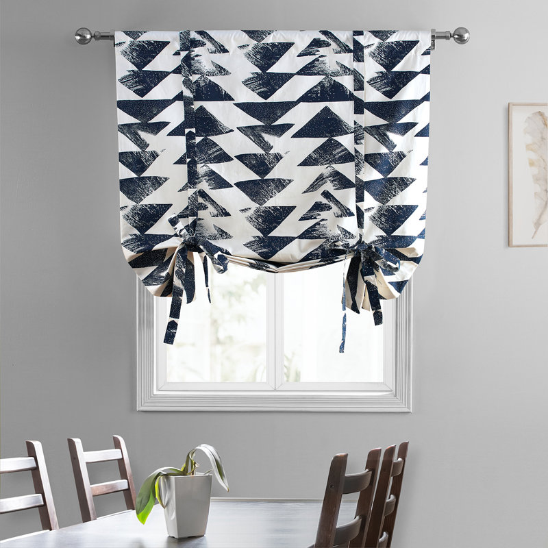 Abat-jour de fenêtre en coton imprimé pour le salon, la chambre à coucher et la cuisine, Indigo Triade