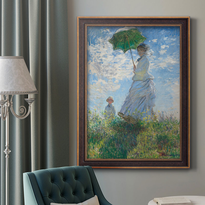 «Woman With A Parasol», reproduction d'art sur toile encadrée, 20" H x 16" W x 2.5" D