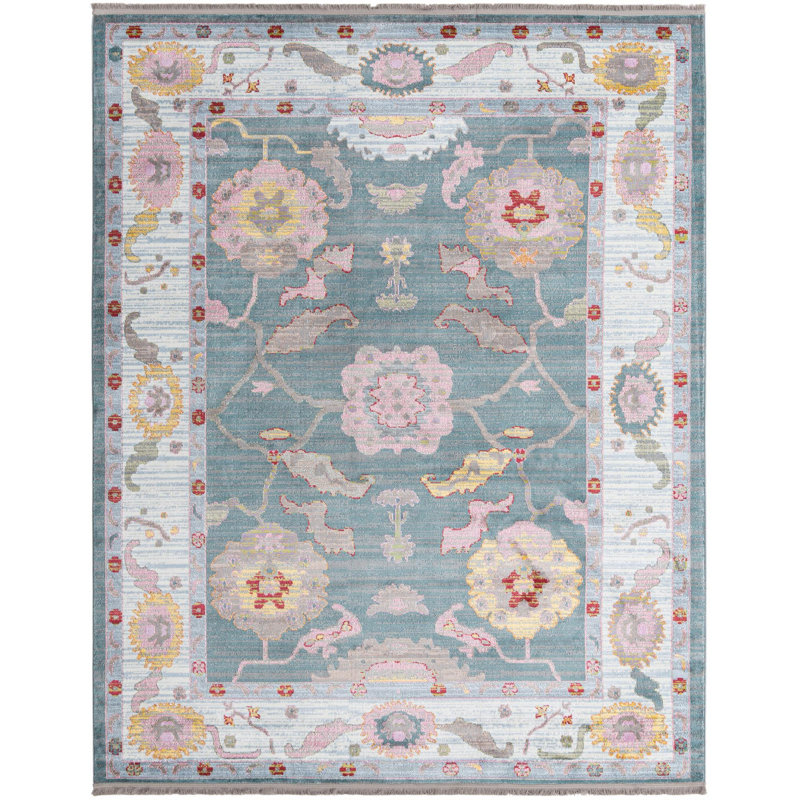 Tapis Haefner_Gris et bleu, Rectangle 8 pi 2 po x 10 pi