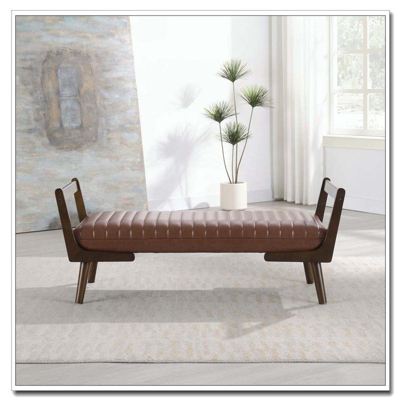 52" Upholstered Bench, Cognac
