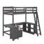 Lit mezzanine simple avec bureau, tiroirs et tablettes