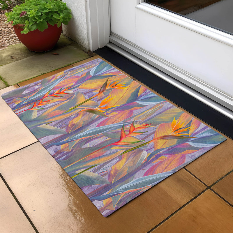 Braggs Polyester Machine Washable Floral Area Rug, Rectangle 1'8" x 2'6"