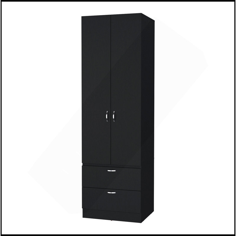 Garde-robe 2 tiroirs 2 portes, Noir