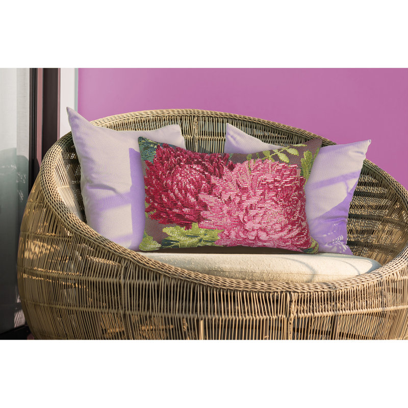 Floral Outdoor Throw Pillow, Rectangular, Blue/Red
