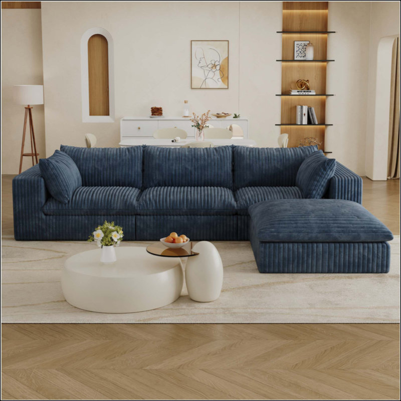 Canapé Cloud, tissu en velours côtelé, sièges profonds, conception à deux couches, coussin amovible, sans assemblage, combinaison à faire soi-même pour le salon, la chambre à coucher, la salle de conférence, un appartement